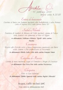 Bocconi Ristorante e Pizzeria menu di San Valentino